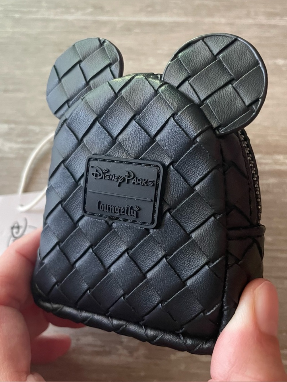 NWT Loungefly Disney Parks Mini Backpack Bag Clip Charm Keychain In Black Woven